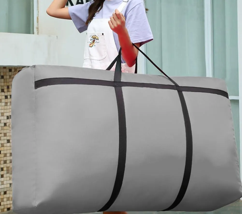 1 Pack Anti-tear Moving Bag,Durable Waterproof Heavy Duty Storage Bag for Clothes Bedding Blankets Quilt Pillow,Car Travel Duffel Bag (Grey,Extra Large(90x48x28cm))