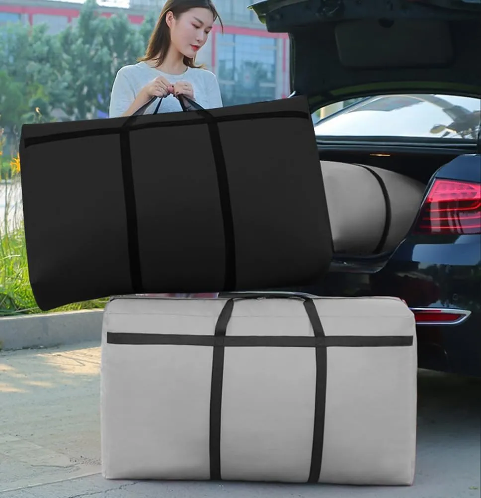 1 Pack Anti-tear Moving Bag,Durable Waterproof Heavy Duty Storage Bag for Clothes Bedding Blankets Quilt Pillow,Car Travel Duffel Bag (Grey,Extra Large(90x48x28cm))
