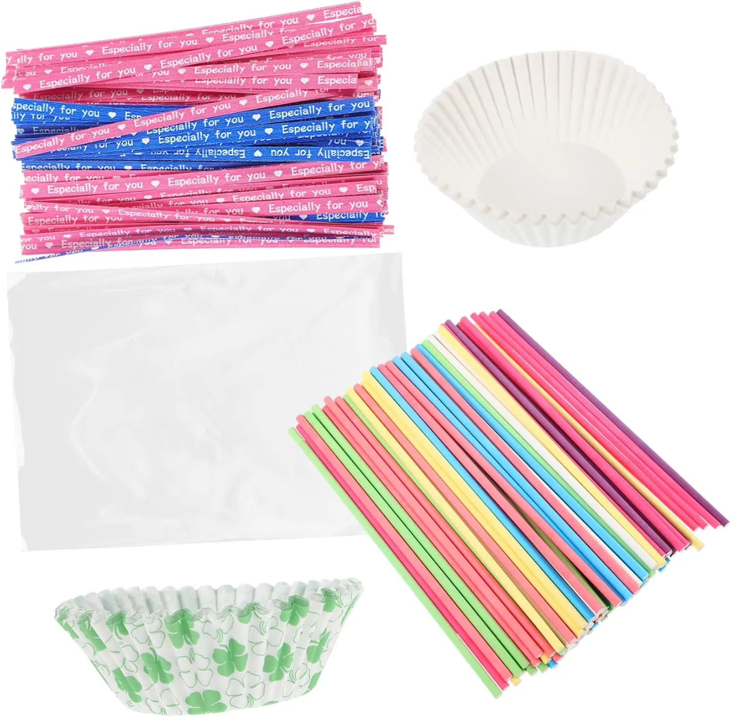1 Set Lollipop Pouch Kit with Sticks and Wrapping Bags for Candy and present Packaging Safe Food Grade Versatile Ties for Party Favors and
