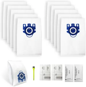 10 Packs 3D Dust Bags Replacement for Miele GN Vacuum Bags Fit for Miele Classic C1 Complete C1 C2 C3 S227 S240 S270 S400 S2 S5 S8 Series Canister Vacuum Cleaner with 2 MP Filters, 2 AC Filters