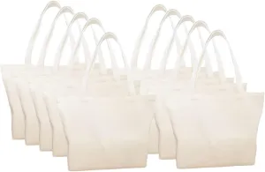 10 Pcs Canvas Tote Bags Natural Cotton for DIY Crafts Sublimation Blank Bag Screen Printing Blank Bag Paintable Suitable Washable Grocery Shopping Tote Bags for DIY Carry Books