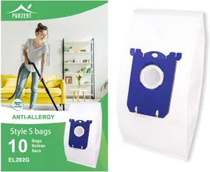 10 PCS Electrolux Vacuum Bags,Classic Type S Canister Vacuum Bags Compatible for Electrolux EL200F EL8500 EL202G, Eureka OX BB Vacuum Cleaner, Oxygen, Jet Maxx, Ultra Silencer AEG,Phililps Canisters