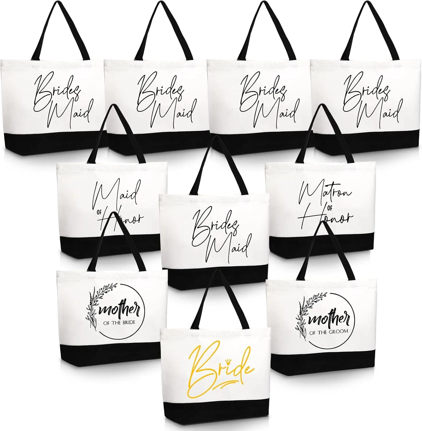 10 Pieces Bridesmaid Tote Bags,Bridesmaid Gift Bags Wedding Canvas Tote Bag with Zipper Bride Bridesmaid Bags for Wedding Bridal Shower Bachelorette Proposal Party Favor Present