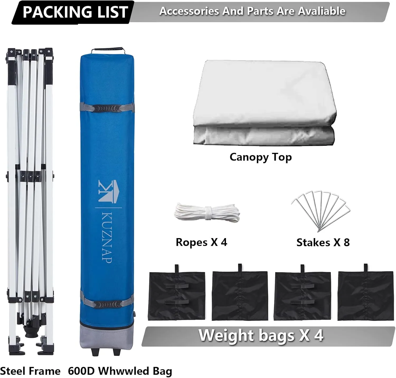 10’x10’ Pop up Canopy Tent Patented EZ Set-up Canopy Instant Outdoor Canopy with Wheeled Carry Bag Bonus 4 Weight Sandbags, 8 Stakes and 4 Guyline Ropes, White