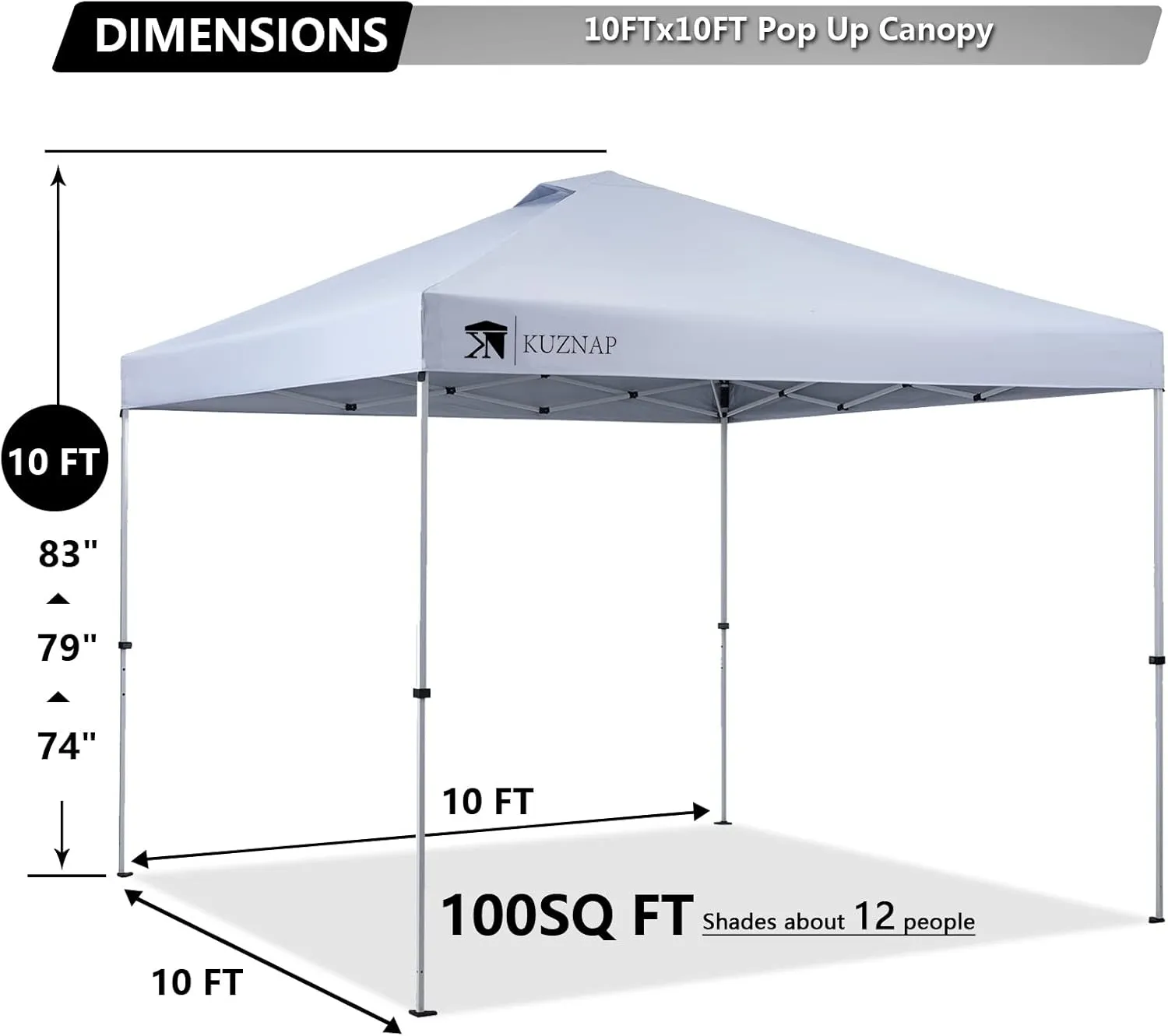 10’x10’ Pop up Canopy Tent Patented EZ Set-up Canopy Instant Outdoor Canopy with Wheeled Carry Bag Bonus 4 Weight Sandbags, 8 Stakes and 4 Guyline Ropes, White