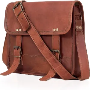 11" Inch Leather Messenger Bag vintage satchel bag Crossbody Bags for Men and Women unisex office bag