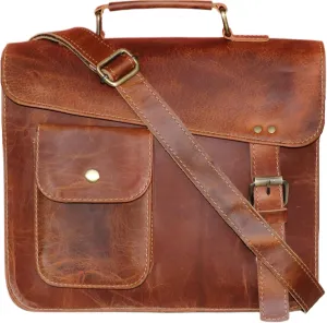 11" small Leather messenger bag shoulder bag cross body vintage messenger bag for women & men satchel man purse competible with Ipad and tablet