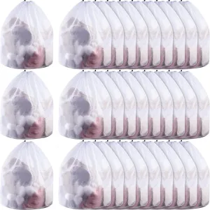 12 Pcs Fine Mesh Laundry Net with Drawstring - White Heavy Duty Mesh Bag - Machine Washable - Sheet & Delicate Laundry - X-Large