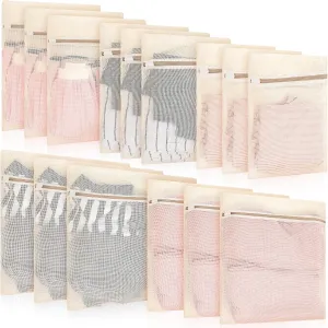 15 Pcs Organic Cotton Mesh Laundry Bags Breathable Mesh Machine Washing Bag Large Cotton Laundry Bag for Delicates, Lingerie, Garments, Bra, Underwear, Pants, Shoes, Socks, Travel Storage