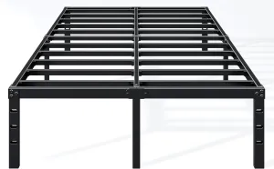 18 Inch Full Bed Frame - Sturdy Metal Platform Full Size, No Box Spring Needed, Heavy Duty, Easy Assembly, Strong Bearing Capacity, Under Bed Storage, Black