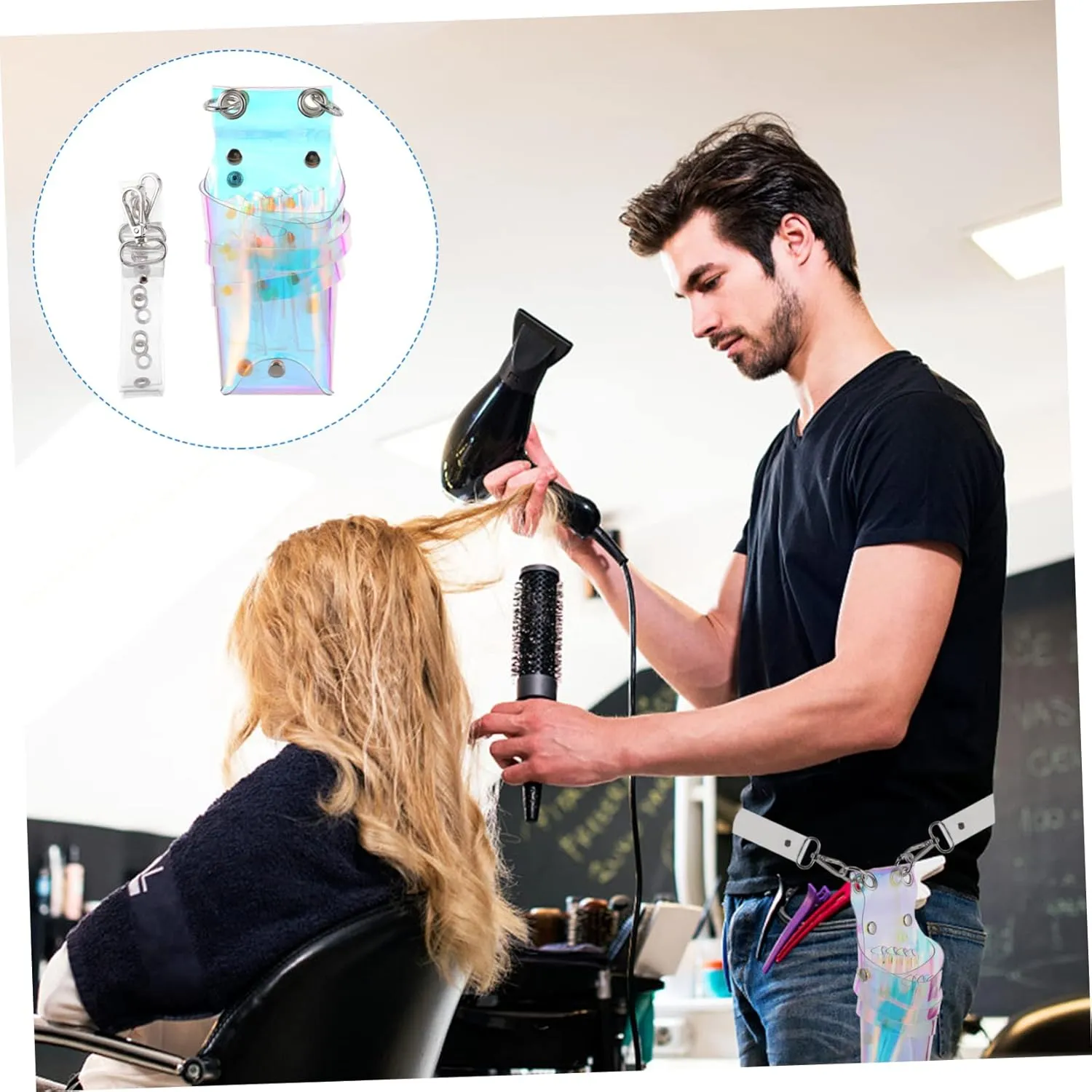 1pc Colorful Bag Colorful Barber Waist Bag Hairdressing Pouch Hairdressing Tool Container Cross Body Bag for Barber Hairdressing Storage Bag Barber Waist Bags, 22.5x10cm