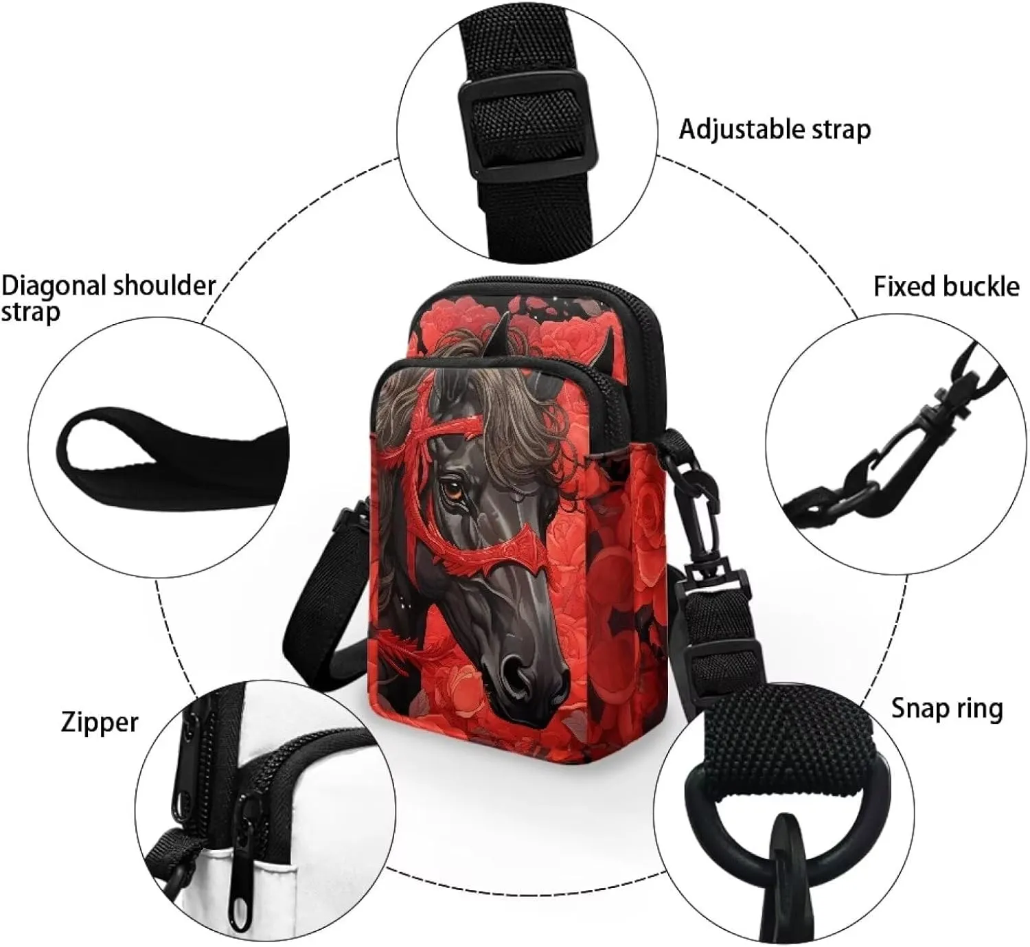 2 Layer Small Crossbody Bags for Women Men, Messenger Bags Waist Case Pack