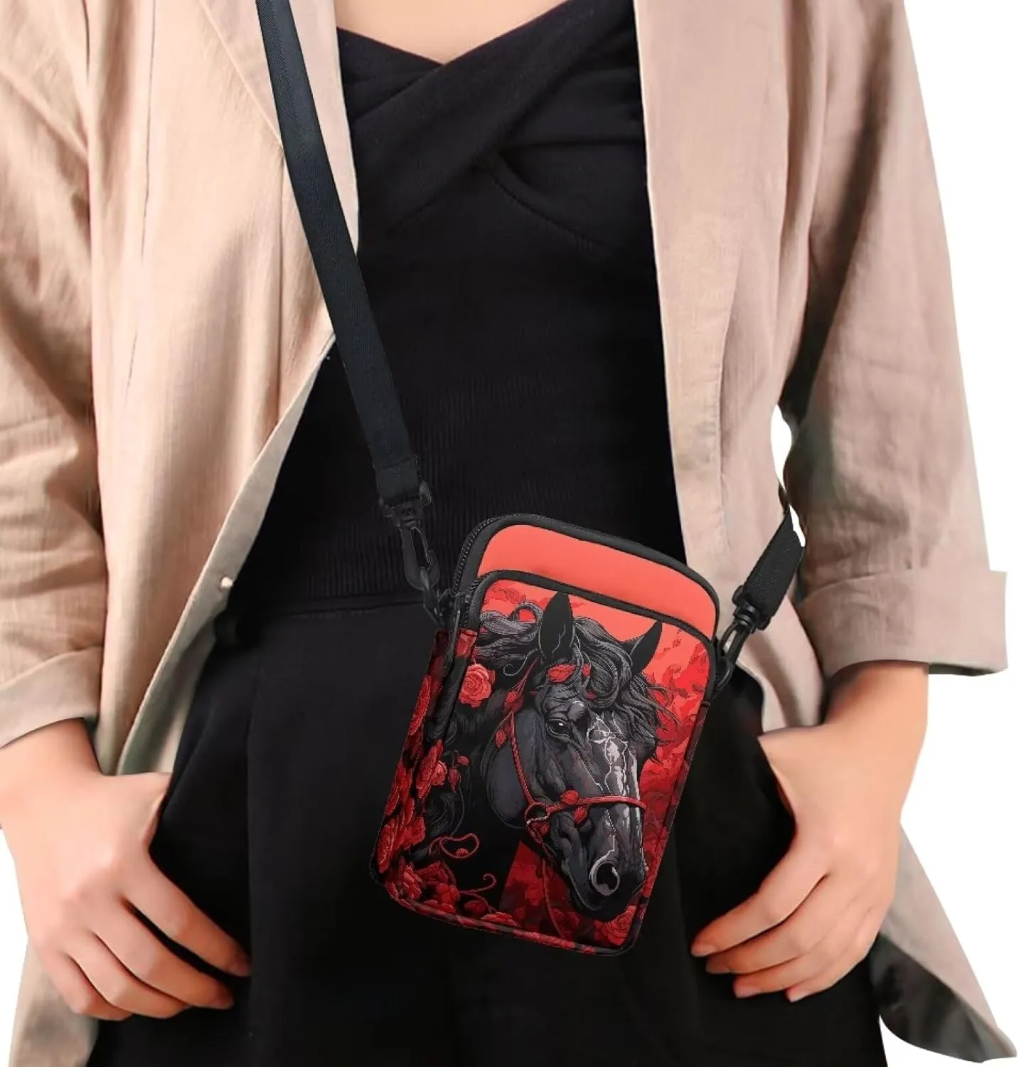 2 Layer Small Crossbody Bags for Women Men, Messenger Bags Waist Case Pack