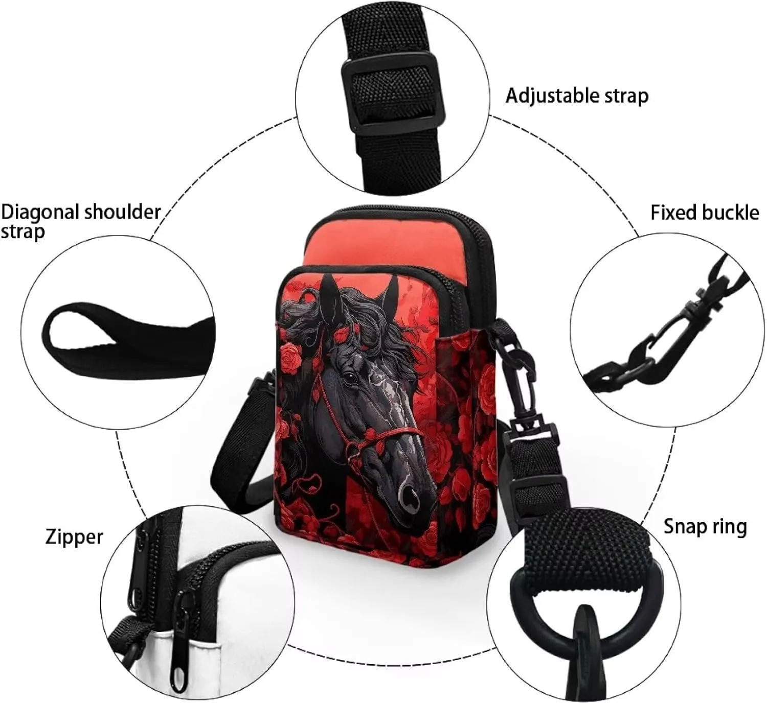 2 Layer Small Crossbody Bags for Women Men, Messenger Bags Waist Case Pack