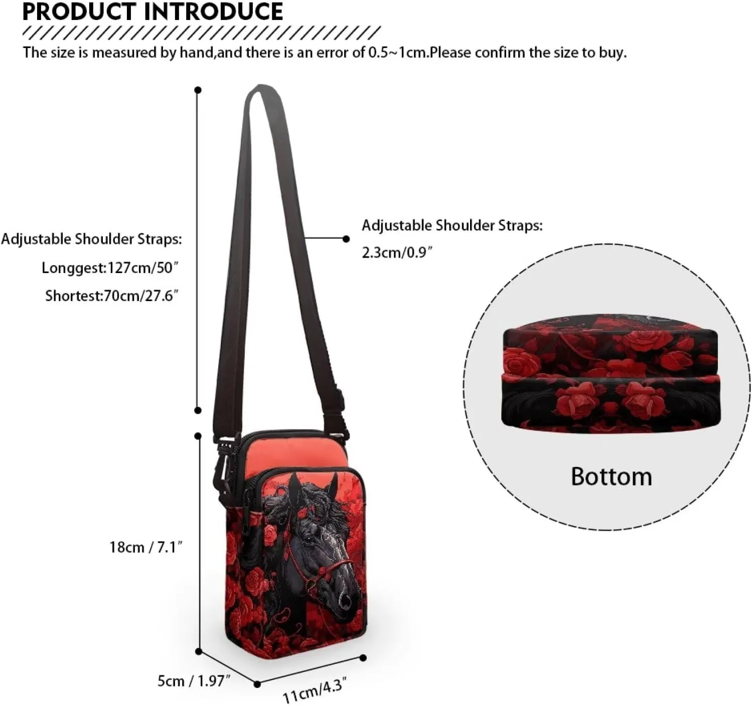 2 Layer Small Crossbody Bags for Women Men, Messenger Bags Waist Case Pack
