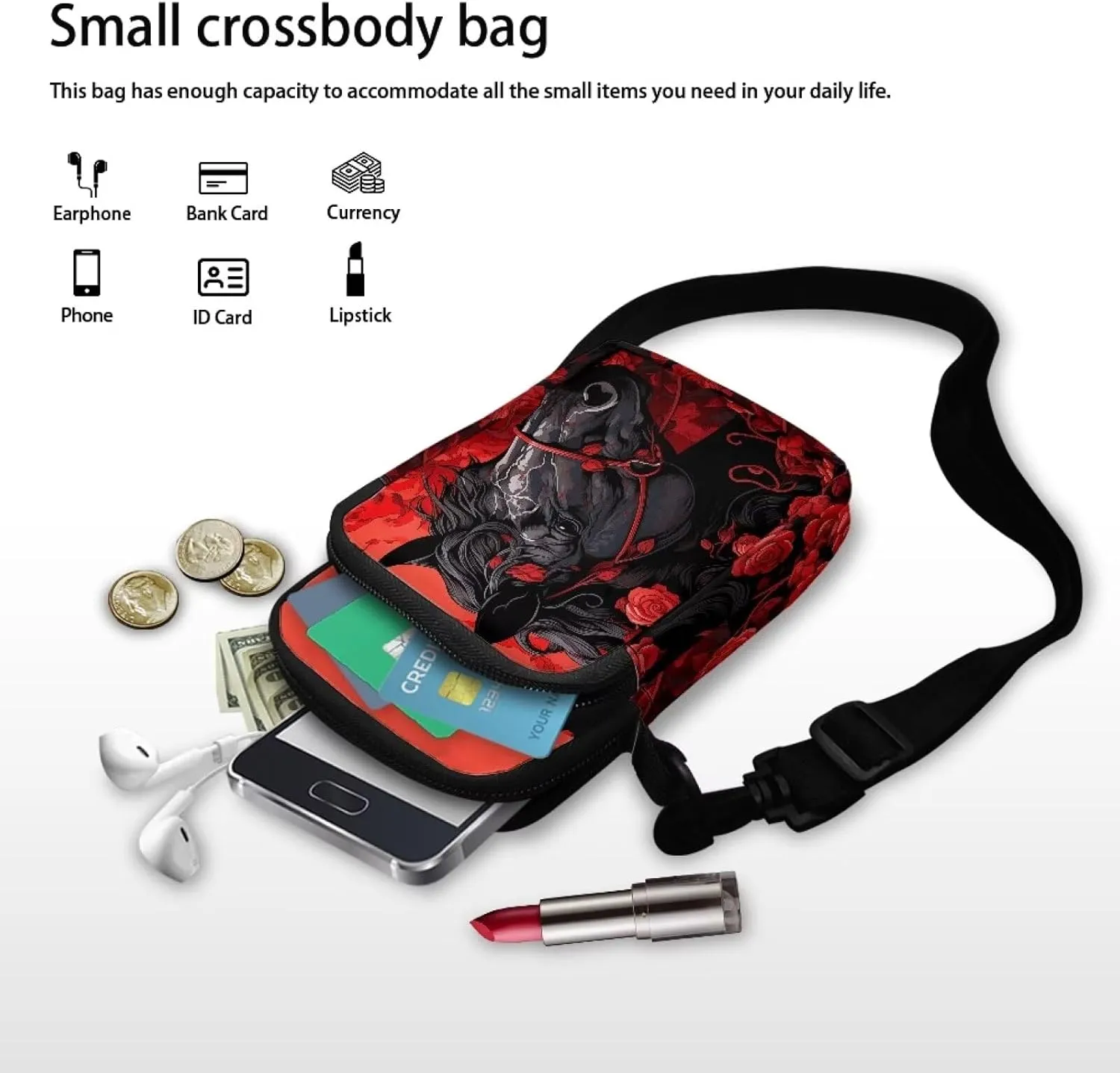 2 Layer Small Crossbody Bags for Women Men, Messenger Bags Waist Case Pack