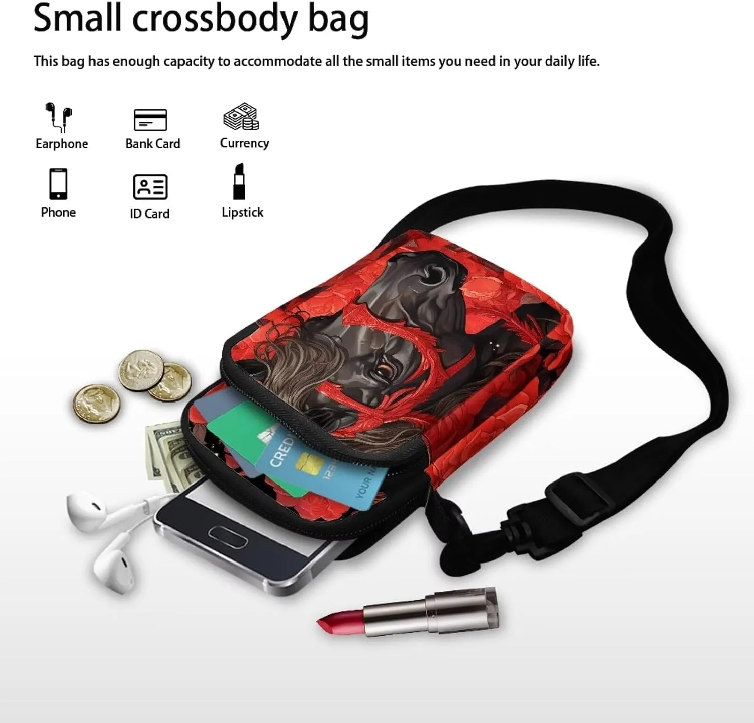 2 Layer Small Crossbody Bags for Women Men, Messenger Bags Waist Case Pack
