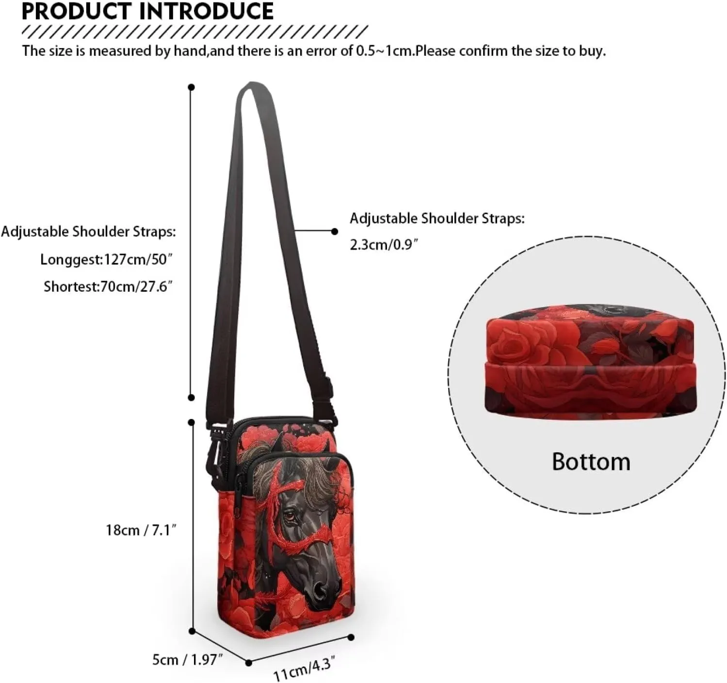 2 Layer Small Crossbody Bags for Women Men, Messenger Bags Waist Case Pack