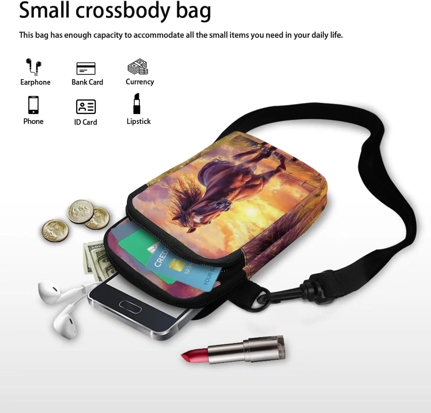 2 Layer Small Crossbody Bags for Women Men, Messenger Bags Waist Case Pack