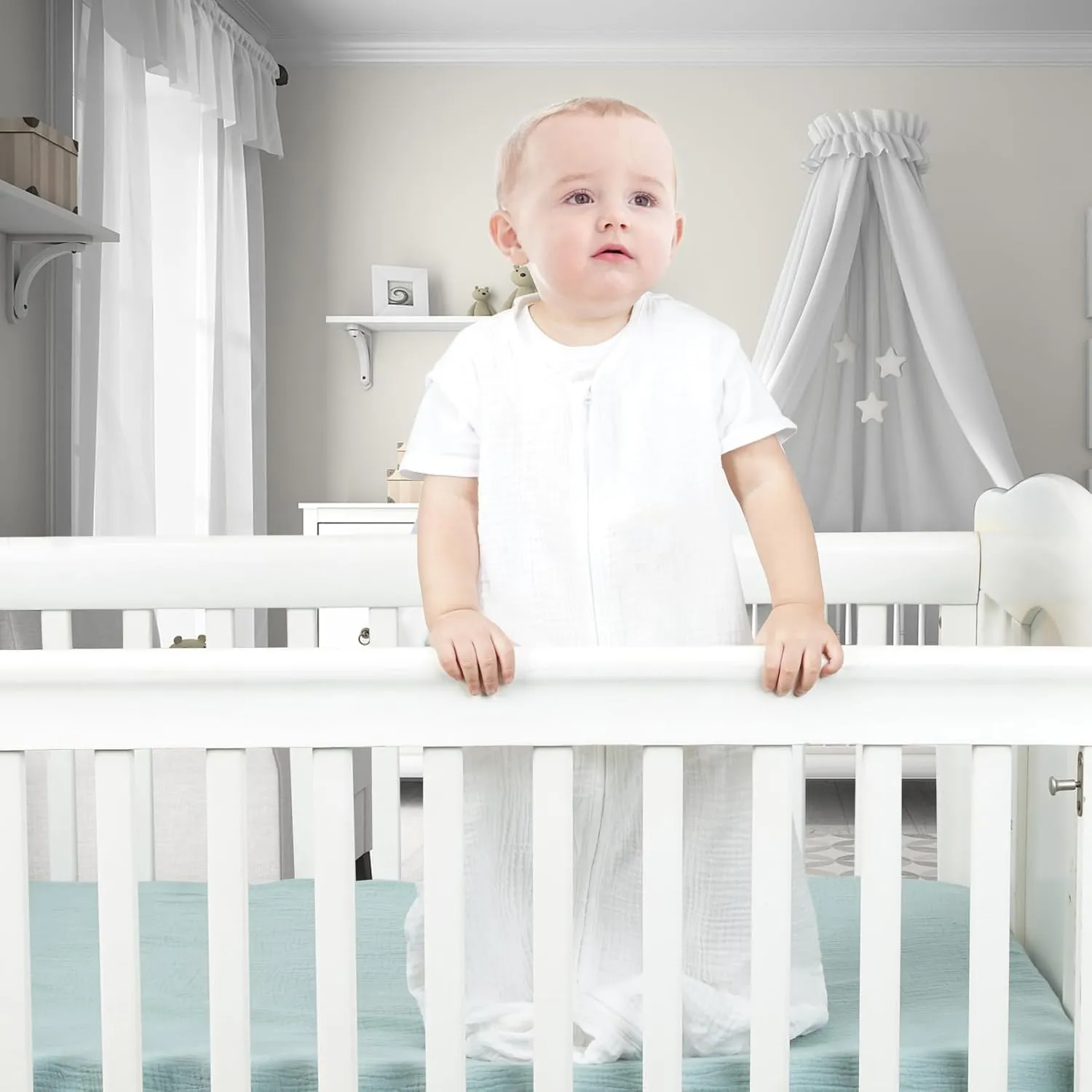 2 Pack Baby Sleep Sack 6-12 Months 100% Organic Cotton Muslin Baby Sleeping Bag 2-Way Zipper Toddler Wearable Blankets Comfy Stretchy Thin Sleep Sacks