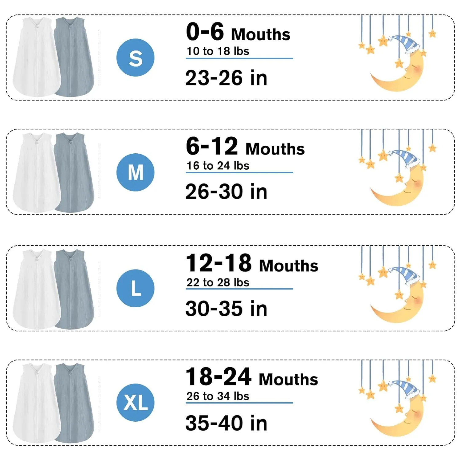2 Pack Baby Sleep Sack 6-12 Months 100% Organic Cotton Muslin Baby Sleeping Bag 2-Way Zipper Toddler Wearable Blankets Comfy Stretchy Thin Sleep Sacks