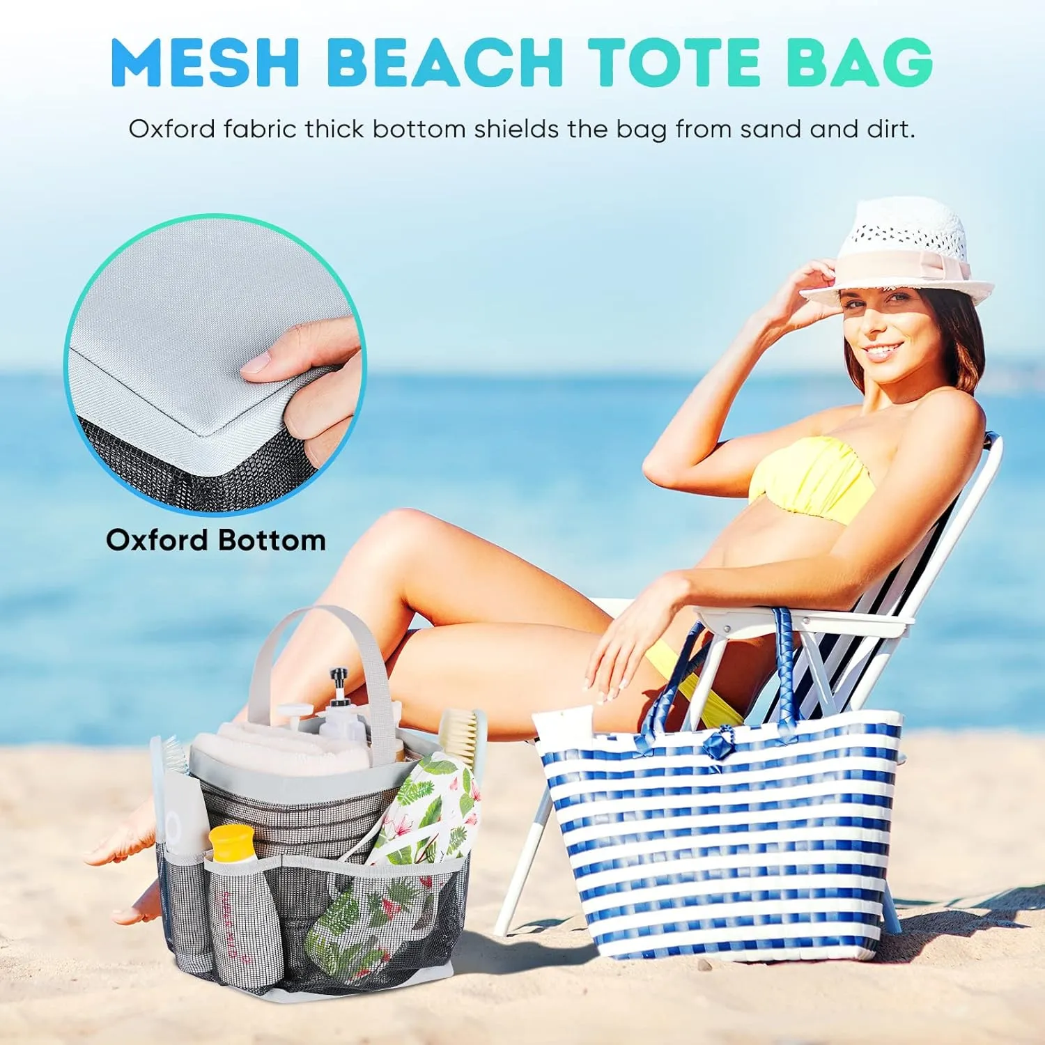2 Pack Mesh Shower Caddy Portable for College Dorm Room Essentials, Shower Caddy Dorm with 8-Pocket Large Capacity,Shower Bag for Beach,Swimming,Gym