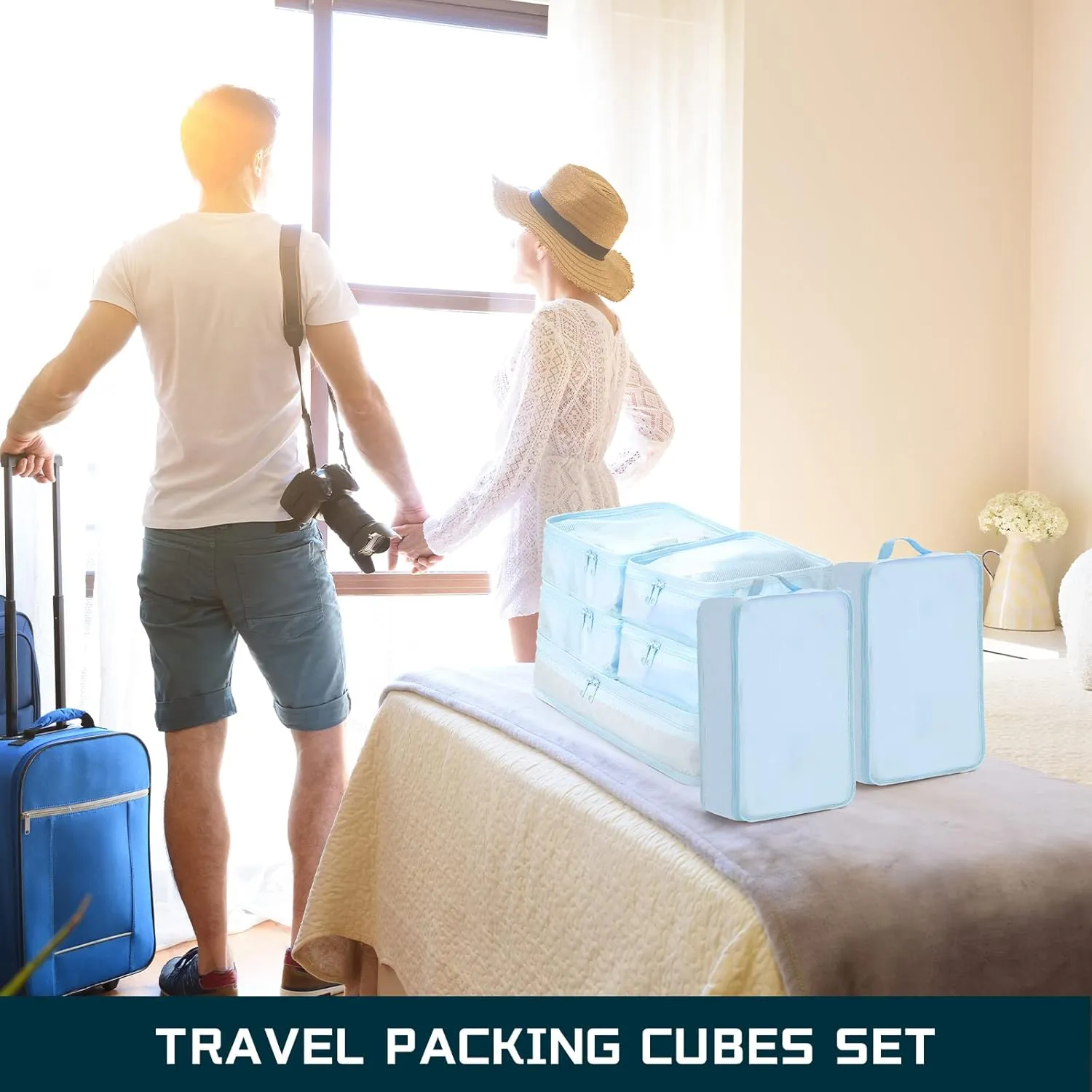 2 Packs 6 Set Travel Packing Cubes Luggage Organizer Set Lightweight Suitcase Organizer Bags with Shoe Bag Travel Packing Organizers for Clothes Cosmetic Toiletries Travel Accessories