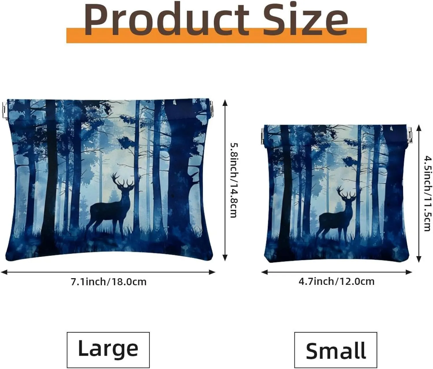 2 PCS Faux Leather Makeup Bag Set, Portable Travel Small Makeup Pocket, Mini Pocket Pouch, Lipstick Cosmetic Accessories Organizer, Forest Elk Animal Navy Blue