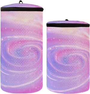 2 Pcs(S   M Size) Mesh Cylinder Laundry Bags Purple Dream Cream Polyester Reusable Machine Washable Mesh Bags, Dirty Bag for Home Travel