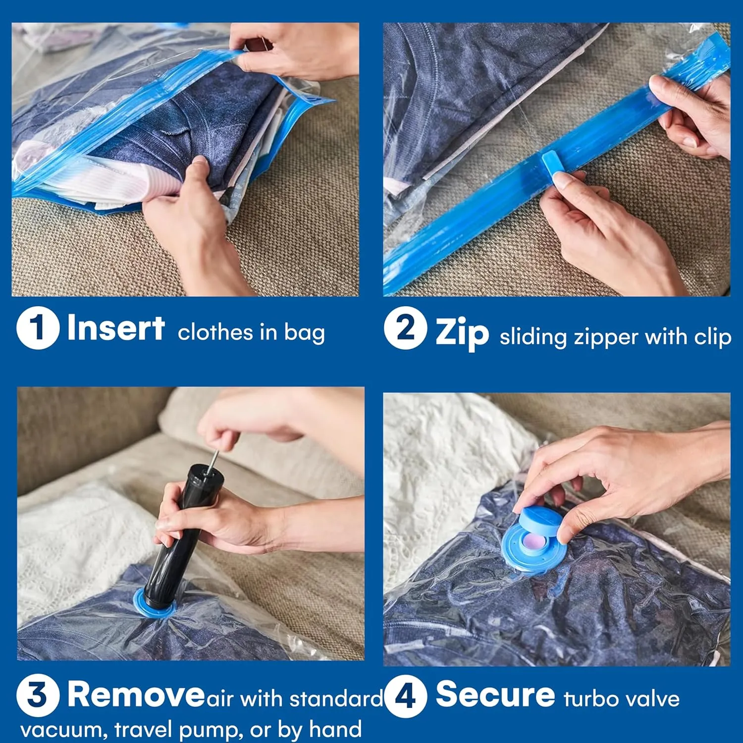 20 Pack Variety Vacuum Storage Bags for Comforters, Blankets & Clothes – Vacuum Sealed Compression Bags with Hand Pump – Space Saver Storage Bags for Bedding, Moving, Travel & Organization (10S & 10M)