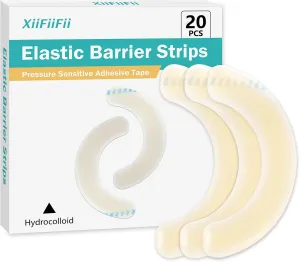 20 Pcs Elastic Ostomy Barrier Strips, Medical Grade Hydrocolloid Waterproof Leak, Pressure Sensitive Skin Adhesive Tape for Ileostomy Bags, Urostomy Barrier Tape for Colostomy Stoma Bags