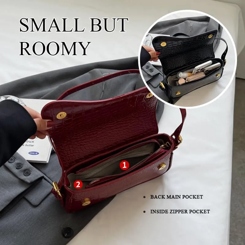 2025 Small Shoulder Bag Y2K Purse for Women, Crocodile Clutch Purse Handbag Satchel Tote Bag Classic Retro Crossbody Bag