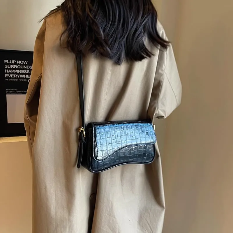 2025 Small Shoulder Bag Y2K Purse for Women, Crocodile Clutch Purse Handbag Satchel Tote Bag Classic Retro Crossbody Bag