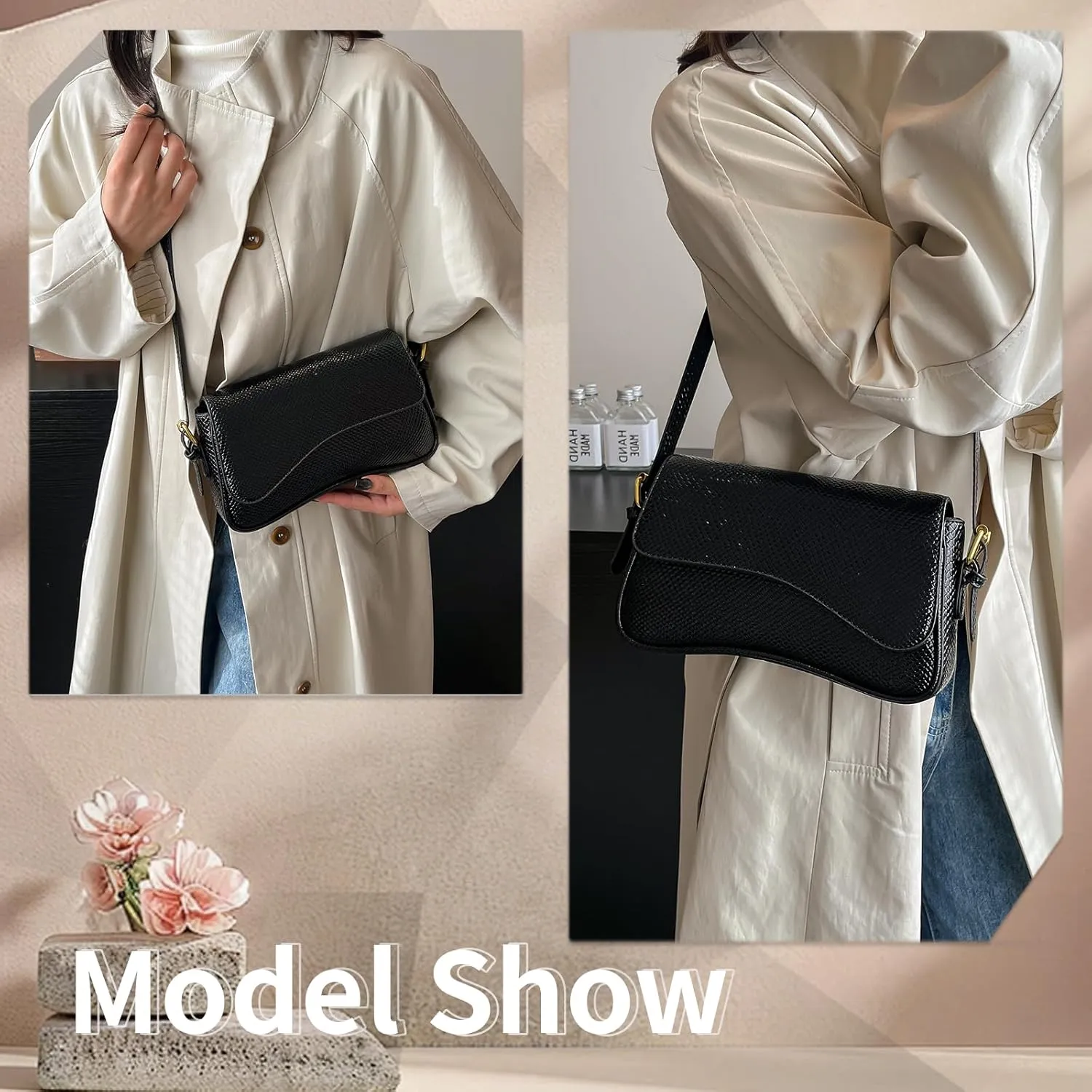 2025 Small Shoulder Bag Y2K Purse for Women, Crocodile Clutch Purse Handbag Satchel Tote Bag Classic Retro Crossbody Bag