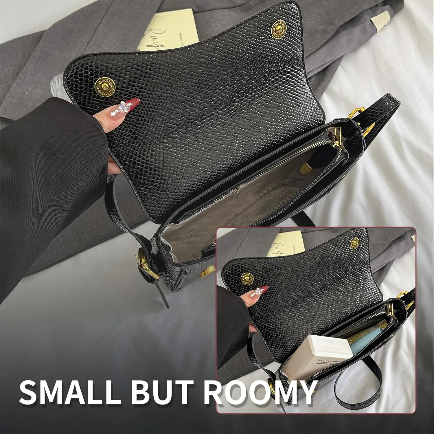 2025 Small Shoulder Bag Y2K Purse for Women, Crocodile Clutch Purse Handbag Satchel Tote Bag Classic Retro Crossbody Bag