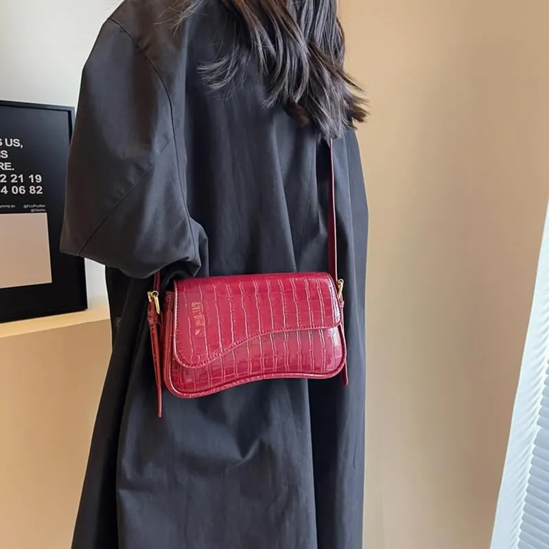 2025 Small Shoulder Bag Y2K Purse for Women, Crocodile Clutch Purse Handbag Satchel Tote Bag Classic Retro Crossbody Bag
