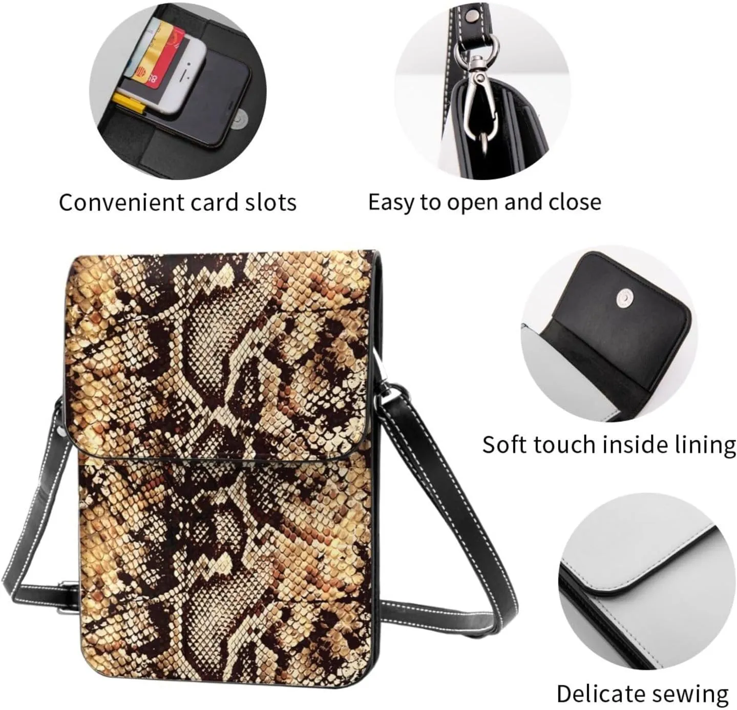 2025 Year Snake Chinese New Year Leather Crossbody Phone Purse for Women Cute Wallet Bags Lightweight Mini Sling Bag