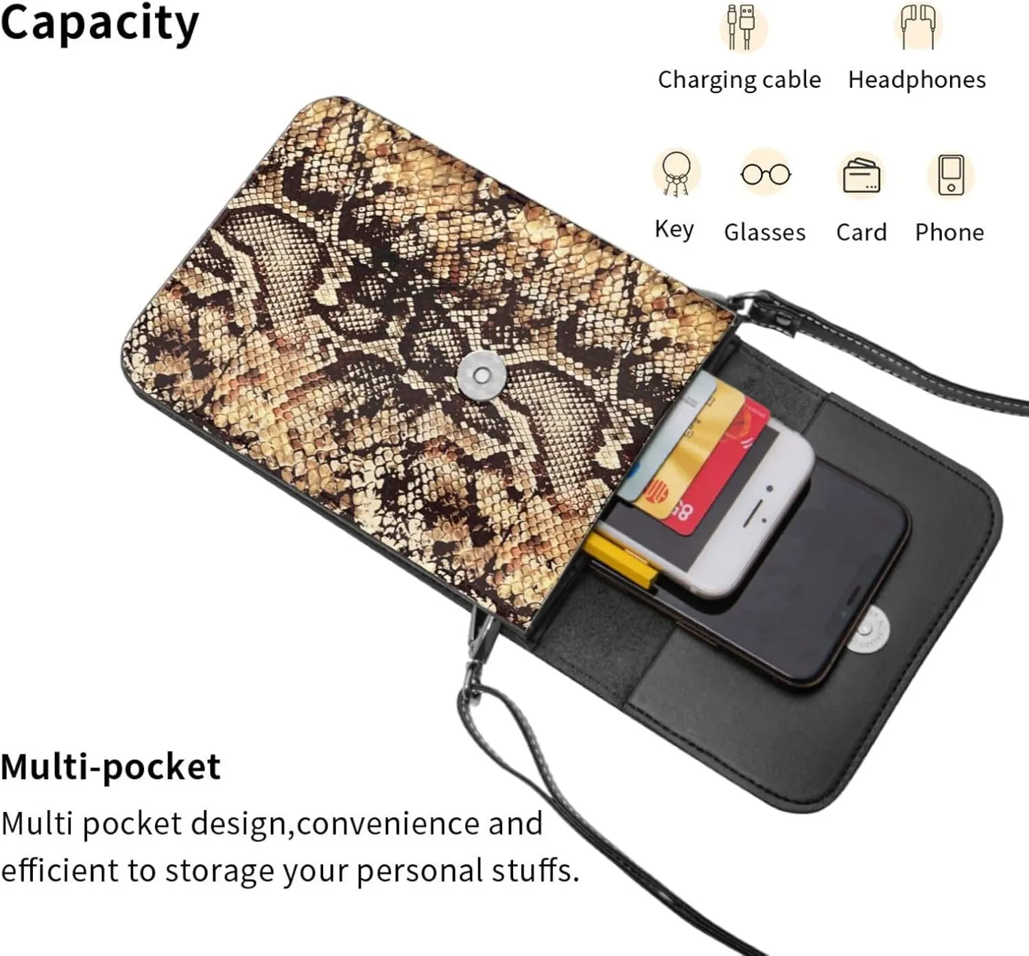 2025 Year Snake Chinese New Year Leather Crossbody Phone Purse for Women Cute Wallet Bags Lightweight Mini Sling Bag