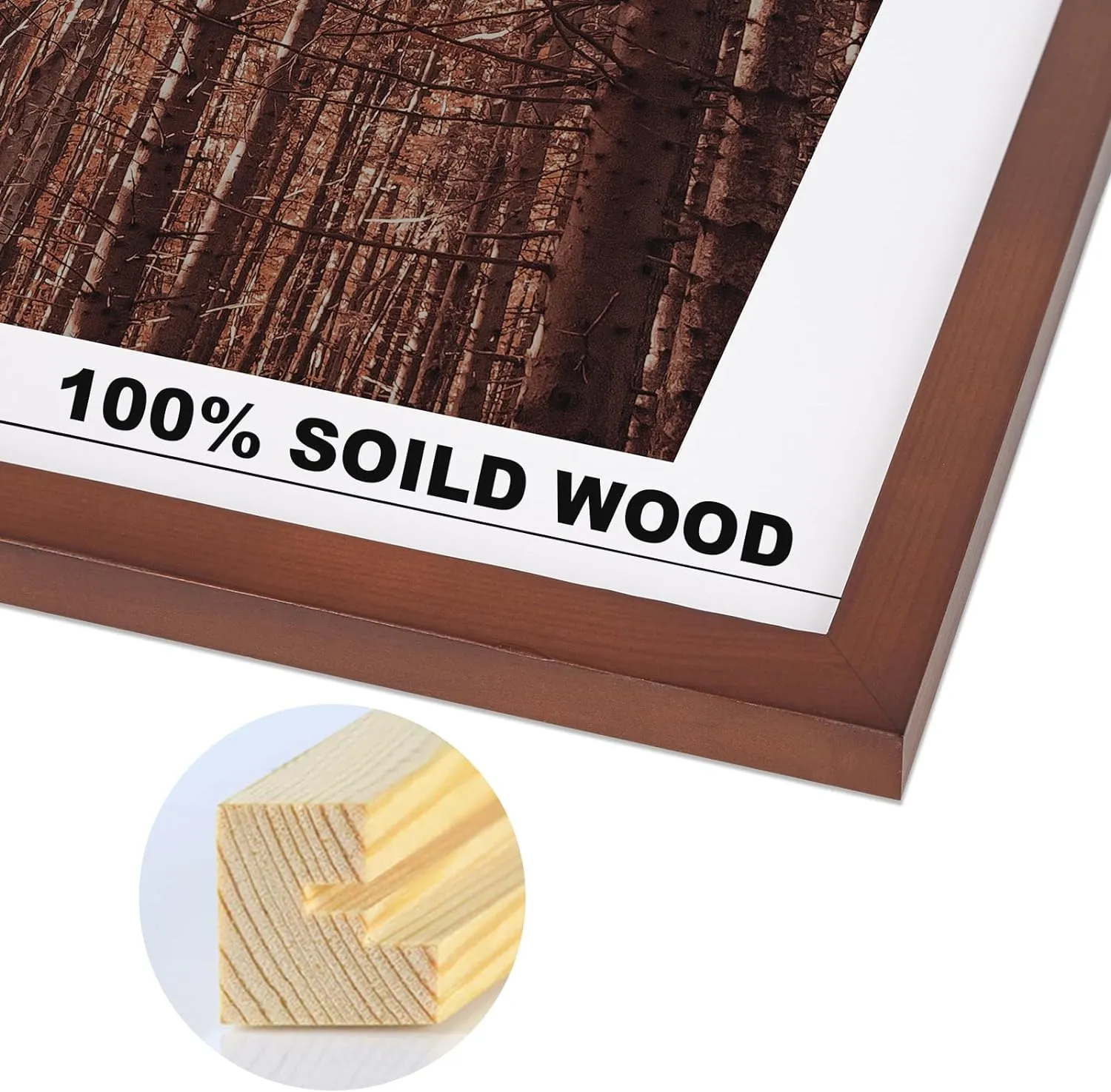 20x28 Poster Frame, Solid Wood 20x28 Frame with Mat for 16x24 Photo, Large Picture Frame 20x28-Horizontal and Vertical Wall Hanging for Home, Exhibition, Caffe(Brown)