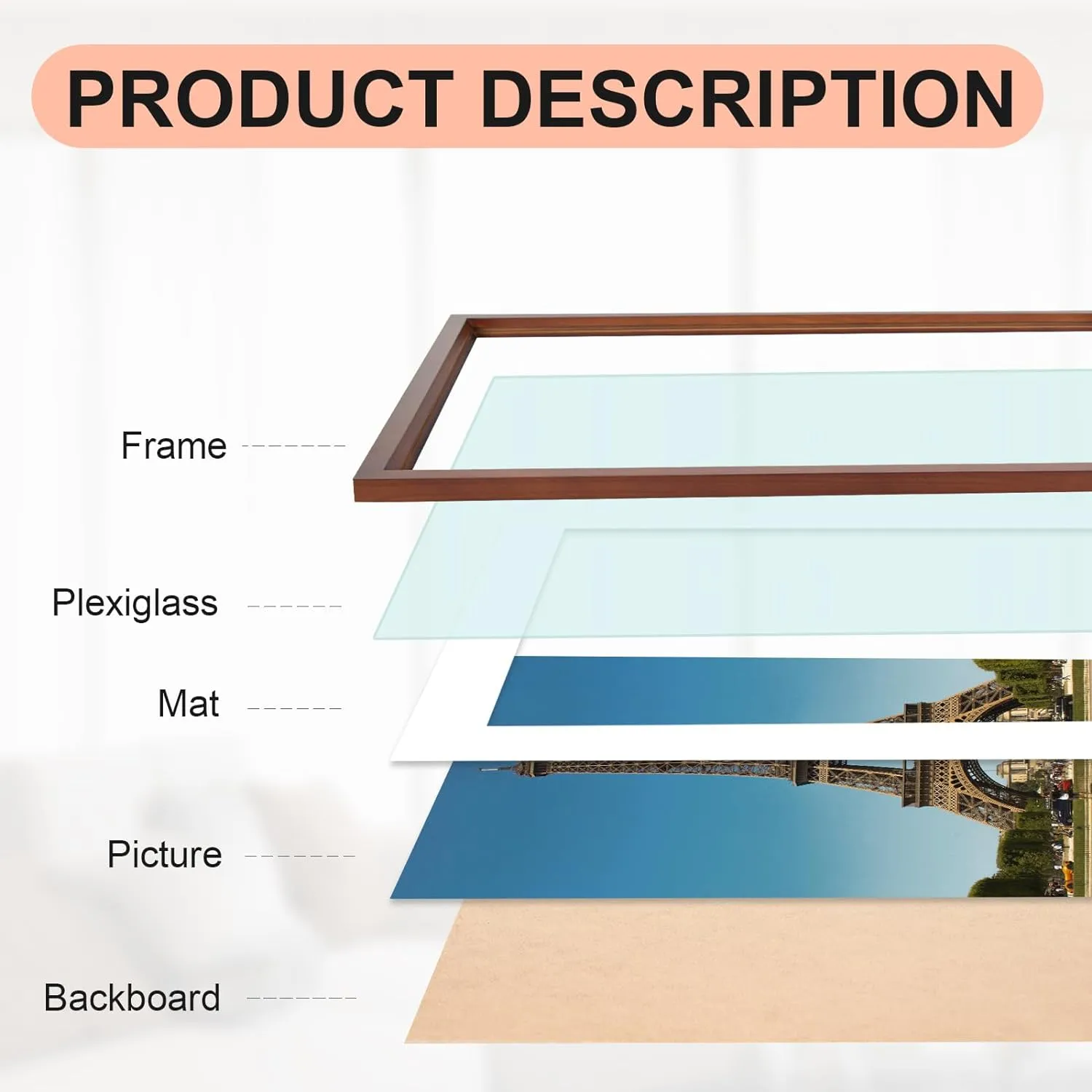 20x28 Poster Frame, Solid Wood 20x28 Frame with Mat for 16x24 Photo, Large Picture Frame 20x28-Horizontal and Vertical Wall Hanging for Home, Exhibition, Caffe(Brown)
