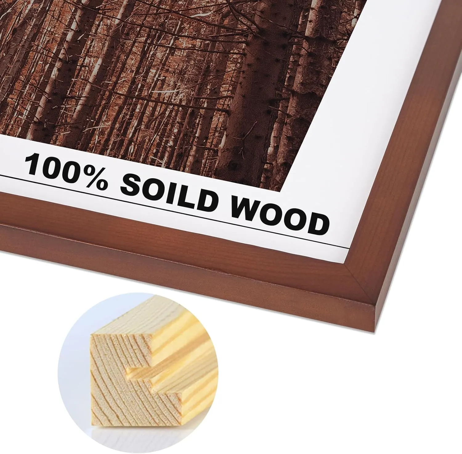 20x28 Poster Frame, Solid Wood 20x28 Frame with Mat for 16x24 Photo, Large Picture Frame 20x28-Horizontal and Vertical Wall Hanging for Home, Exhibition, Caffe(Brown)