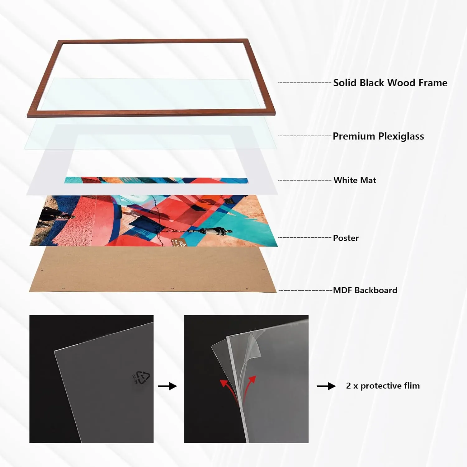 20x28 Poster Frame,Natural Soild Wood Picture Frames with Polished Plexiglass,Easy to Hang,Display Picture 20x28 without Mat or 16x24 with Mat for Wall Mounting Horizontally and Vertically (Brown)