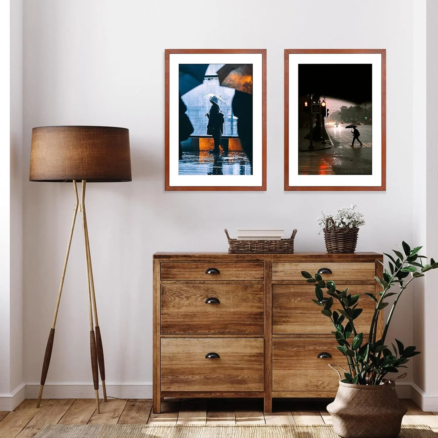 20x28 Poster Frame,Natural Soild Wood Picture Frames with Polished Plexiglass,Easy to Hang,Display Picture 20x28 without Mat or 16x24 with Mat for Wall Mounting Horizontally and Vertically (Brown)