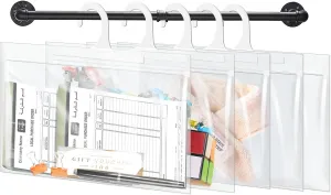 24 Pack Hanging Storage Bags, Large Hook 7.5 x 10.5-inch Clear Plastic Bags for Classroom, Library, and Pharmacy Use
