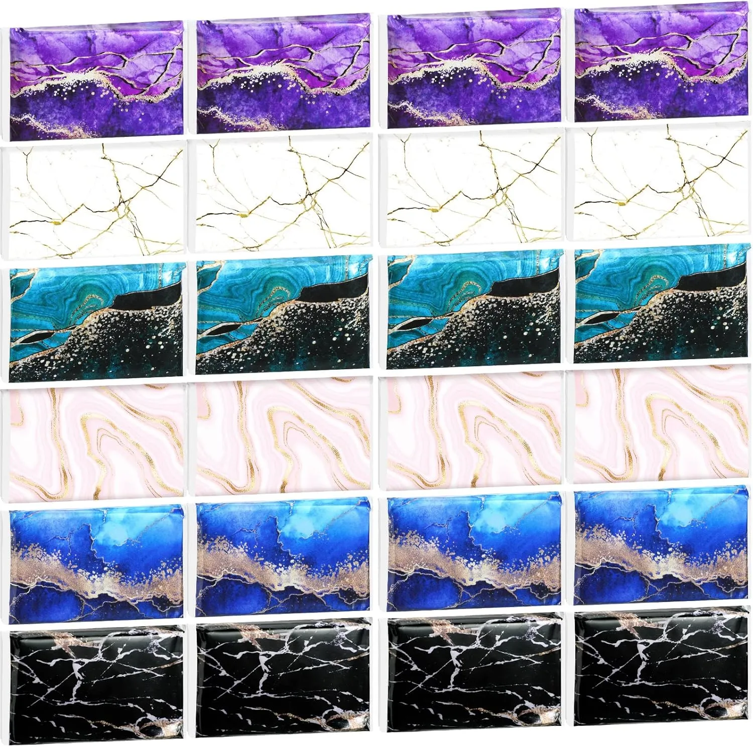 24 Packs Travel Size Tissue Pocket Slim Pack Facial 3 Ply Wallet Size Pocket Tissues for Travel Wedding Party Favors, 6 Styles(Marble Print)