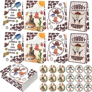 24 Pcs Cowboy Party Favor Bags Western Cowboy Candy Bags Rodeo Party Goodie Bag Wild West Gift Treat for Cowboy Birthday Party Supplies