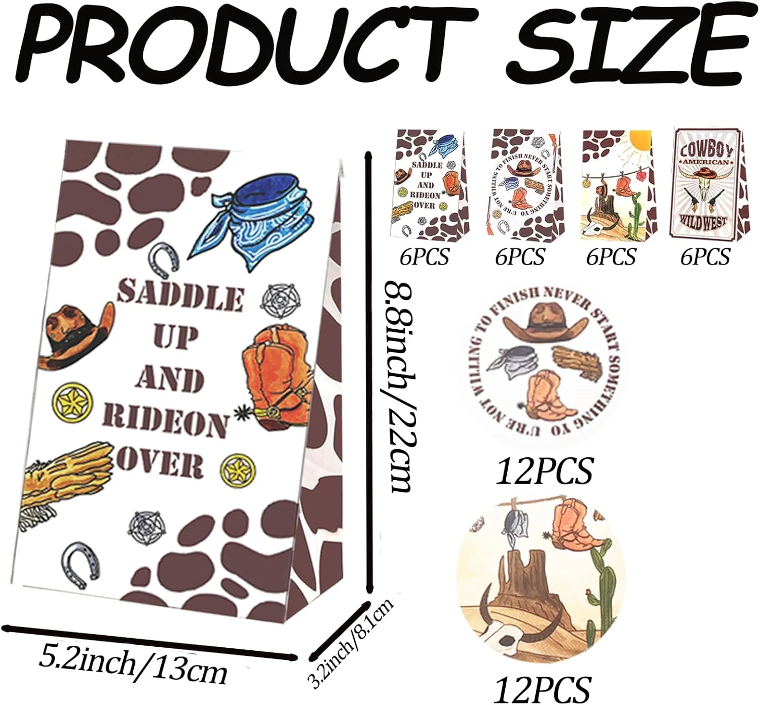 24 Pcs Cowboy Party Favor Bags Western Cowboy Candy Bags Rodeo Party Goodie Bag Wild West Gift Treat for Cowboy Birthday Party Supplies