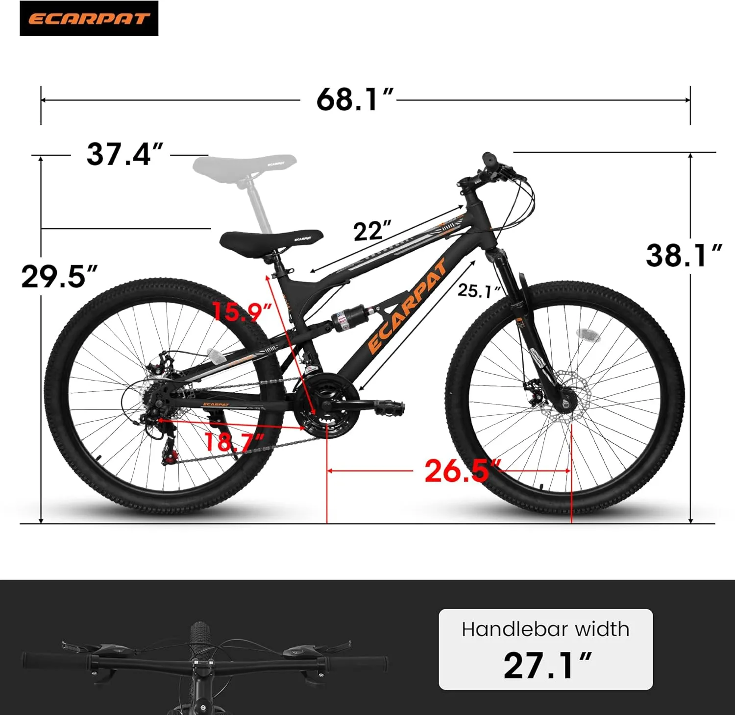 24/26/27.5 Inch, Dual Full Suspension Mountain Bike, 21 Speed Spring Summer Travel, Mens Womens Outdoor Cycling Commuting City Bike to School Work, Birthday Gifts Bicycles