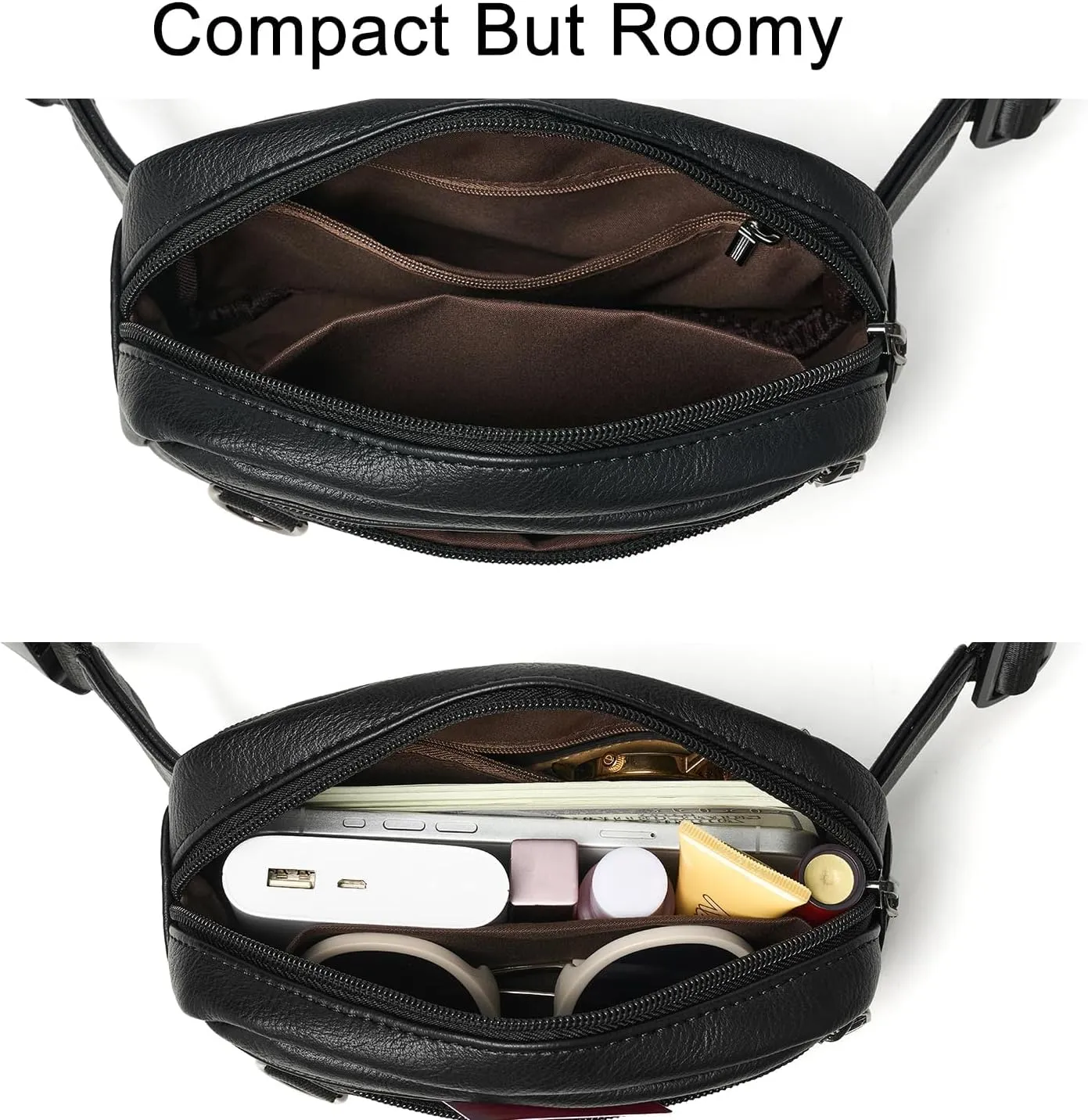 2L Fanny Packs for Women Men Corss Body Belt Bag Waist Pack Vegan Leather Trendy Travel Cycling Waterproof Black