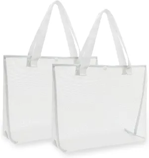 2Pack Large lightweight Simple Mesh Beach Tote Bag With snap Button Reusable Pool Bag for Outdoor Travel Shopping Gym